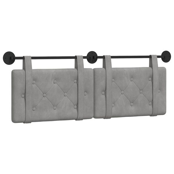 vidaXL Visoki naslon za glavo Svetlo siva 130 x 55 x 5 cm Žamet