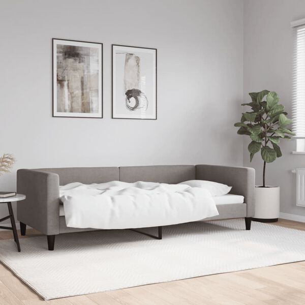 vidaXL Raztegljiva postelja taupe 90x200 cm blago