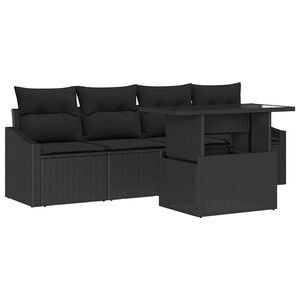 vidaXL Vrtna sedežna garnitura s shranjevanjem 5 pcs Črna Poly ratan