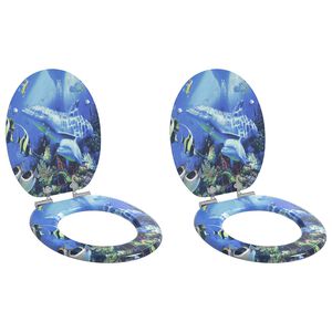 vidaXL Deske za WC &scaron;koljko s počasnim zapiranjem 2 kosa MDF delfini