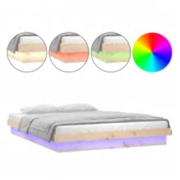 vidaXL LED posteljni okvir 140x200 cm trden les