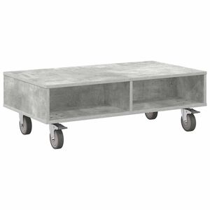 vidaXL Stranska miza s kolesi Betonsko siva 90 x 50 x 30 cm