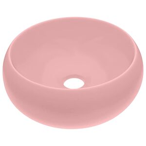vidaXL Razko&scaron;en umivalnik okrogel mat roza 40x15 cm keramičen