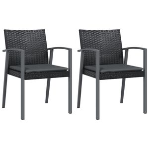 vidaXL Vrtni stoli z blazinami 2 kosa črni 56,5x57x83 cm poli ratan