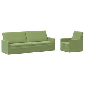 vidaXL Kavčna garnitura 2 pcs Svetlo zelena Žamet