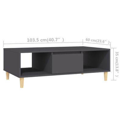 vidaXL Klubska mizica siva 103,5x60x35 cm iverna plošča
