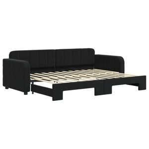 vidaXL Izvlečna dnevna postelja črna 80x200 cm žamet