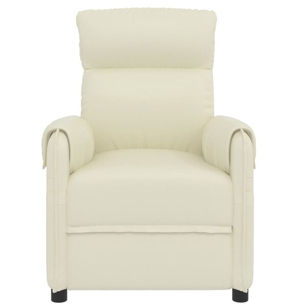 vidaXL Električni masažni naslanjač krem umetno usnje