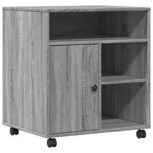 vidaXL Stojalo za tiskalnik s kolesi siva sonoma 60x50x67 cm