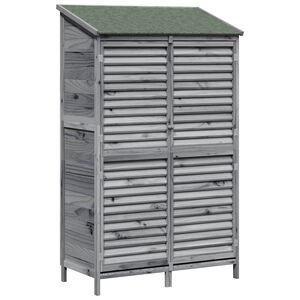 vidaXL Vrtno skladi&scaron;če s streho Siva 106 x 56 x 176,5 cm Trdna smreka