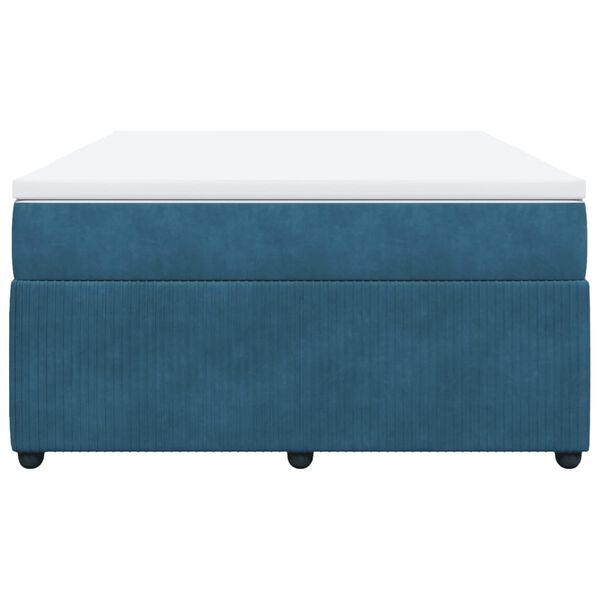vidaXL Box spring postelja z vzmetnico temno modra 140x200 cm žamet