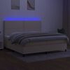 vidaXL Box spring postelja z vzmetnico LED krem 200x200 cm blago
