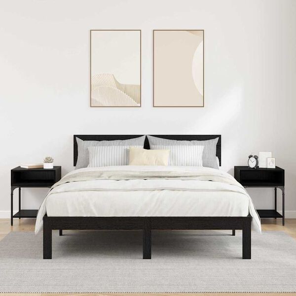 vidaXL Nočna omarica 2 pcs Črna Orehovina 40 x 40 x 50 cm