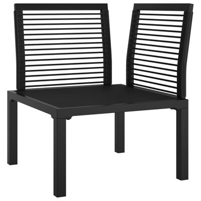vidaXL Vrtni kotni stol z blazinami črn in siv poli ratan