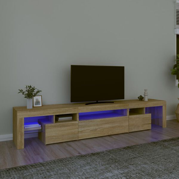 vidaXL TV omarica z LED lučkami sonoma hrast 215x36,5x40 cm