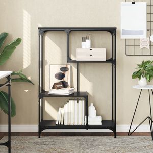 vidaXL Knjižna polica črna 81x36x115 cm inženirski les in jeklo