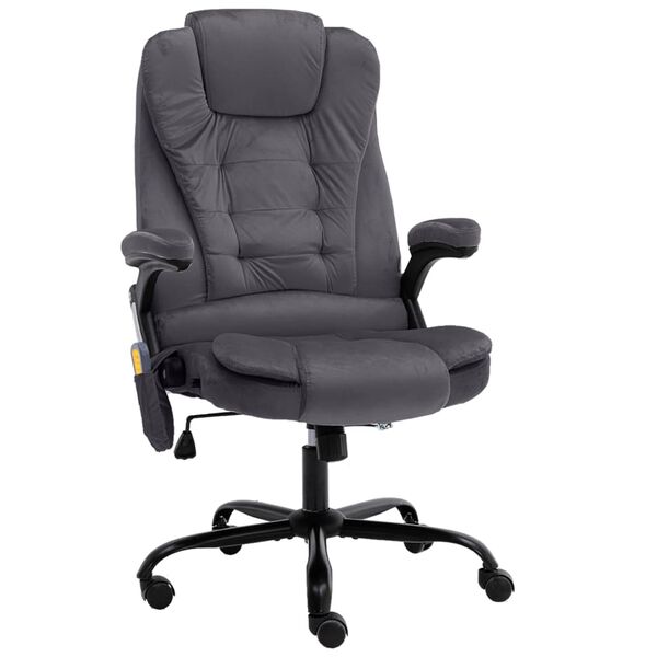 vidaXL Masažni pisarni&scaron;ki stol temno siv žamet