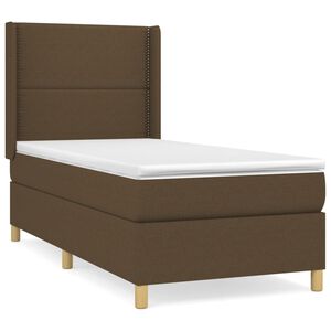 vidaXL Box spring postelja z vzmetnico temno rjava 90x200 cm blago