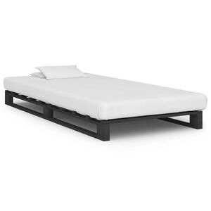 vidaXL Posteljni okvir iz palet siva trdna borovina 90x200 cm