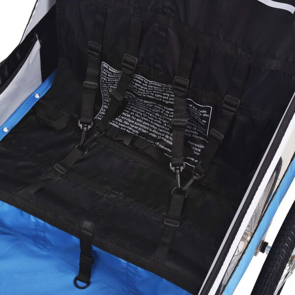 vidaXL Kolesarska prikolica za otroke siva in modra 30 kg