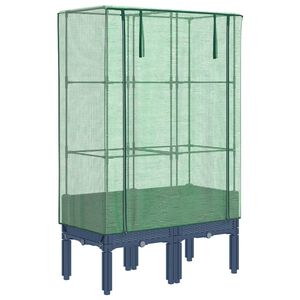 vidaXL Visoka greda s prevleko za rastlinjak videz ratana 80x40x140 cm