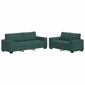 vidaXL 2-delni komplet sedežne garniture z blazinami temno zeleno blago