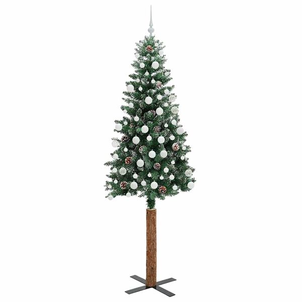 vidaXL Ožja jelka med 300 LED Zelena in Bela 210 cm PVC in trden bor