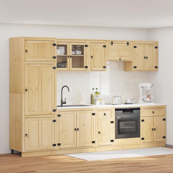 vidaXL Za omarice s predalom SKI 9 pcs Medeno Rjava Masivno borovo les