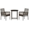 vidaXL Vrtnik Bistro Set 3 pcs Rjava Poly ratan