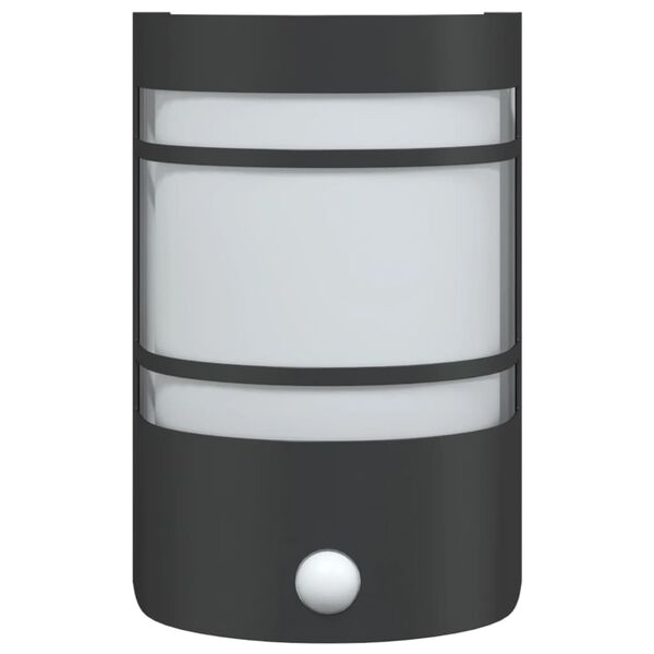vidaXL Zunanja stenska svetilka s senzorjem 2 kos črna nerjaveče jeklo