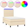 vidaXL Box spring postelja z vzmetnico LED krem 120x200 cm blago