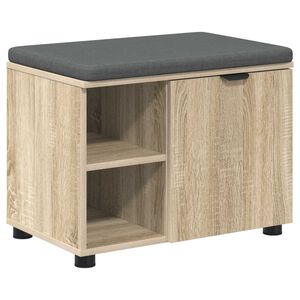 vidaXL Haldna klop z blazino s polico Sonoma hrast 60 x 38 x 46 cm