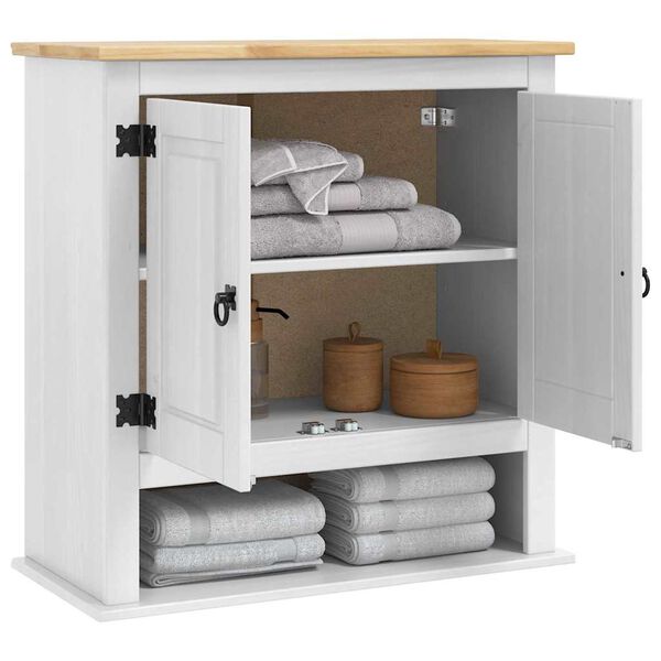 vidaXL Viseča omarica Corona Bela 70 x 33 x 71,5 cm Masivno borovo les