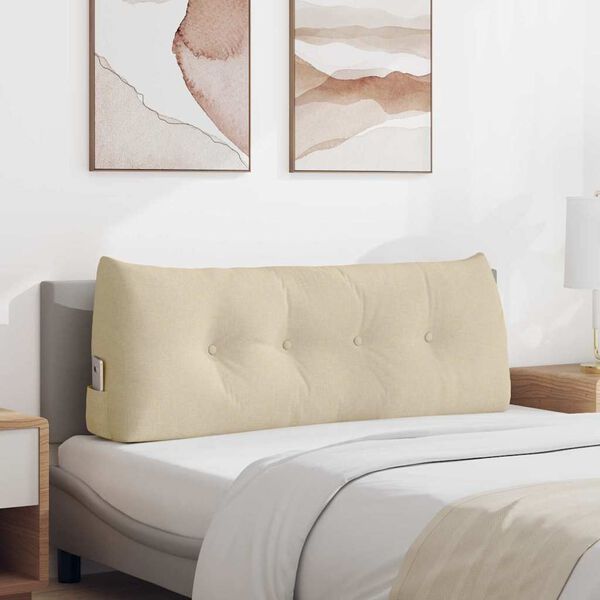 vidaXL Poglavni vzglavnik krema 120 x 24 x 50 cm blago