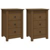 vidaXL Nočna omarica 2 kosa medeno rjava 40x35x61,5 cm trdna borovina