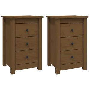 vidaXL Nočna omarica 2 kosa medeno rjava 40x35x61,5 cm trdna borovina