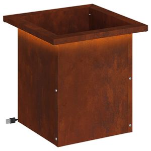 vidaXL Vrtno korito za rože z LED osvetlitvijo Rjav 30 x 30 x 30 cm