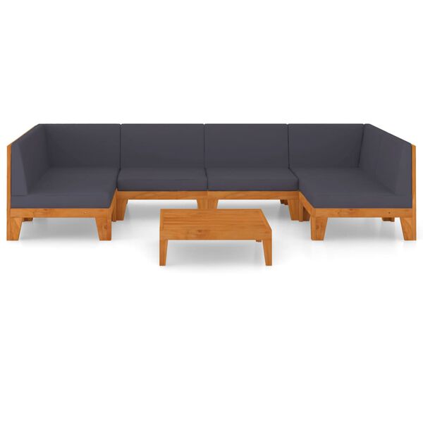 vidaXL Vrtna sedežna garnitura 7-delna z blazinami trden akacijev les