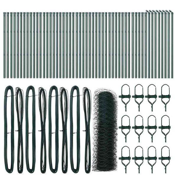 vidaXL Steber ograje. Zelena 100 x 0,5 m (50 mm mreža) Jeklo in PVC