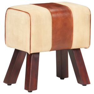 vidaXL Telovadna klop 38 cm rjava pravo usnje in trden mangov les