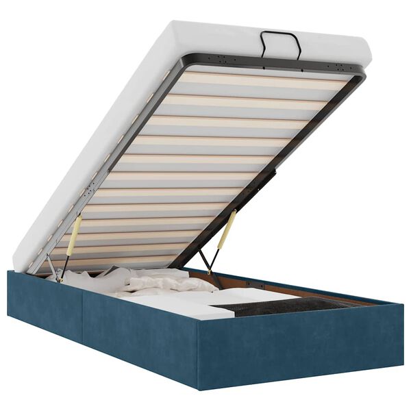 vidaXL Otomanski posteljni okvir brez vzmetnice moder 90x200 cm žamet