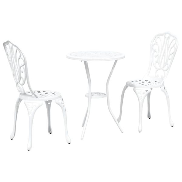 vidaXL Vrtnik Bistro Set 3 pcs Bela Aluminij