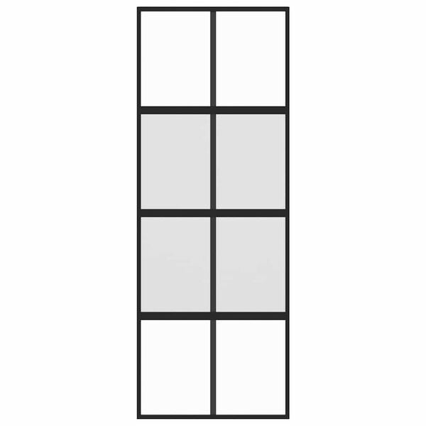 vidaXL Drsna vrata črna 76x205 cm kaljeno steklo in aluminij