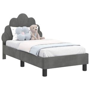 vidaXL Posteljica za malčke z vzglavjem Temno siva 70 x 140 cm Žamet