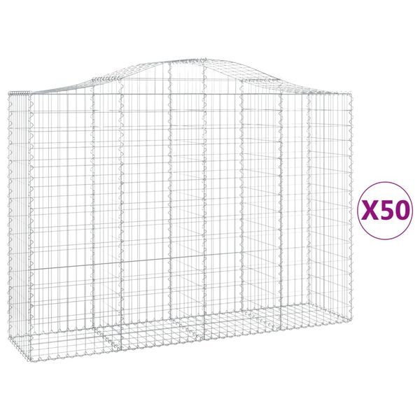 vidaXL Obokane gabion ko&scaron;are 50 kos 200x50x140/160 cm pocinkano železo