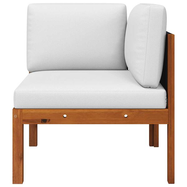 vidaXL Vrtni kotni kavč z blazinami, akacijev les in vrv