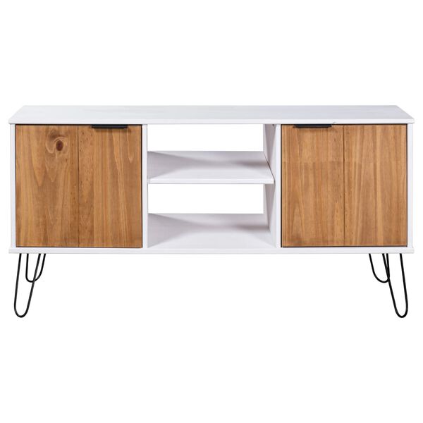 vidaXL TV omarica New York bela in naravna trdna borovina