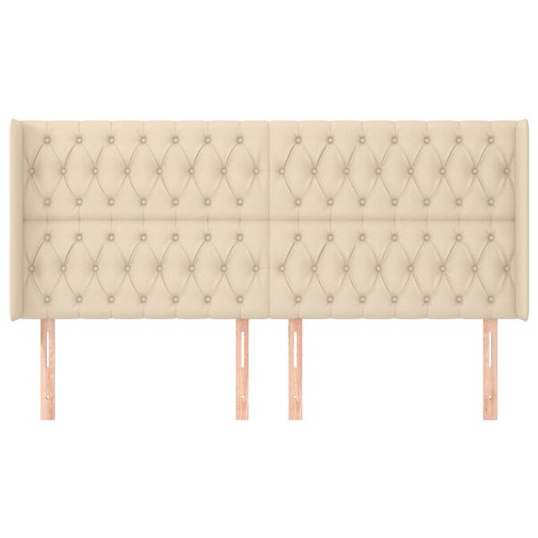 vidaXL Vzglavje z u&scaron;esi krem 183x16x118/128 cm blago