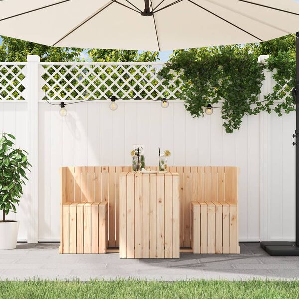 vidaXL Balkonska garnitura 2 sedeža trdna borovina