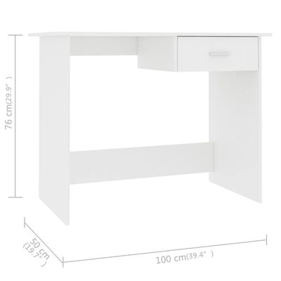vidaXL Pisalna miza bela 100x50x76 cm iverna plošča
